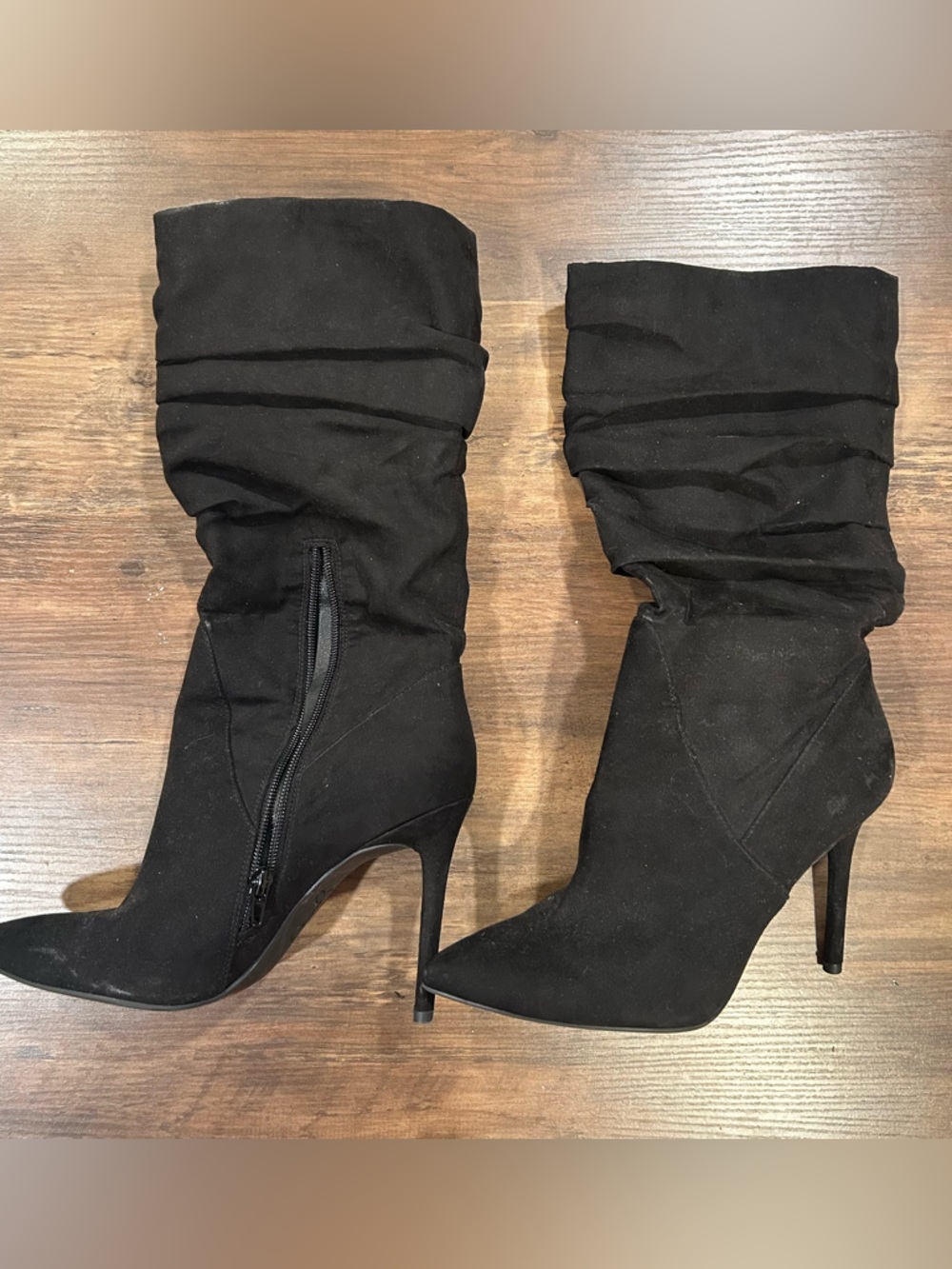 Jessica Simpson Black Slouchy Pointed-Toe Stiletto Boots